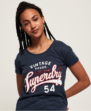 Superdry Vintage Goods Slim Boyfriend Női Pólók Kék | CXWRM7158